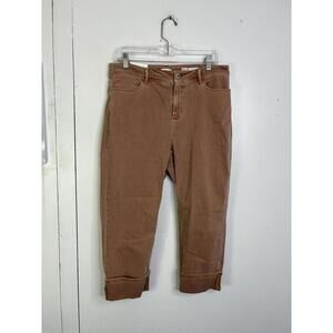 J Jill Pants Womens 16P Cropped High Rise Cuffed Hem Auburn Tapered Ankle New
